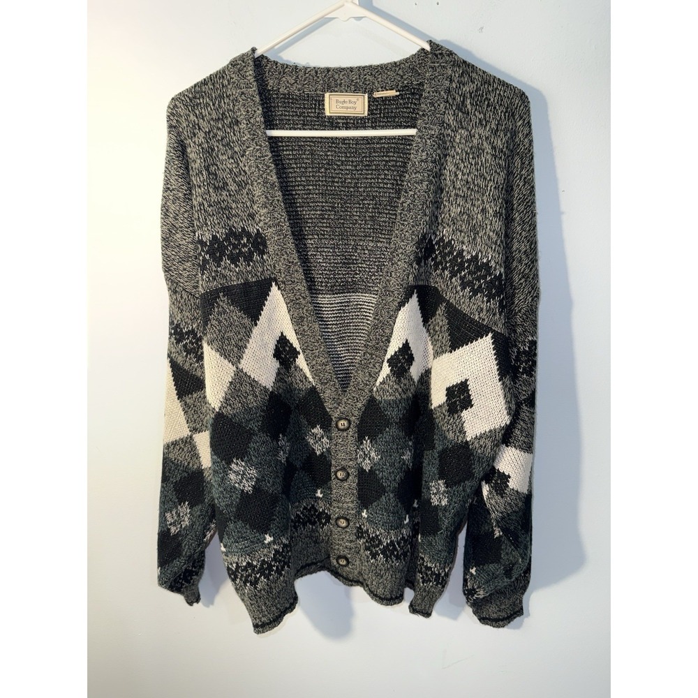 BUGLE BOY Men's Vintage Cardigan Sweatshirt Sweater Button 90s Size XL